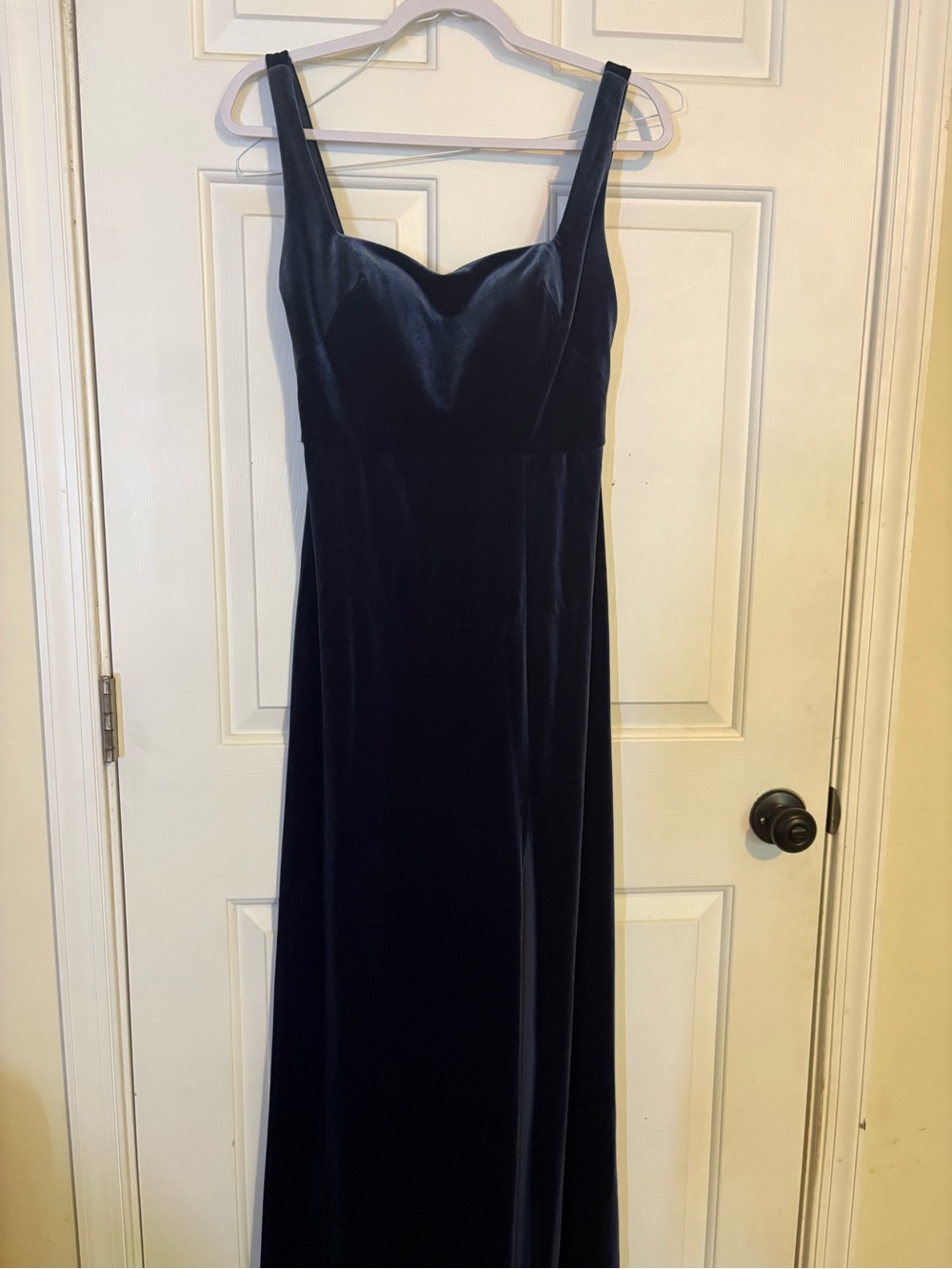 Jenny Yoo Midnight Blue Velvet Maxi Dress